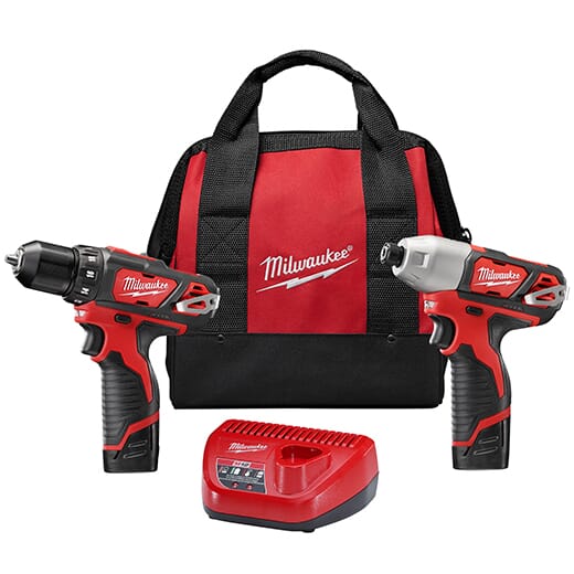 Milwaukee® M12™ 2494-22 2-Tool Cordless Combination Kit, Tools: Drill, Impact Driver, Circular Saw, Reciprocating Saw, Grinder, Worklight, Specialty Tool, 12 VDC, 1.5 Ah Lithium-Ion, Keyed Blade